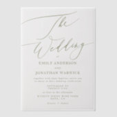 Moderne Sage Green Calligraphy Simple Wedding Vellum Uitnodigingen (Voorkant)