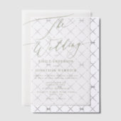 Moderne Sage Green Calligraphy Simple Wedding Vellum Uitnodigingen (Offset (Uitnodiging))