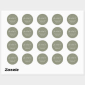 Moderne Sage Green Elegant Fonts Afstuderen Ronde Sticker (Vel)