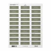 Moderne Sage Green Elegant Fonts Etiket (Full Sheet)
