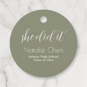 Moderne Sage Green Elegant Typografie Afstuderen Bedankjes Labels (Voorkant)