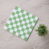 Moderne Sage Green en White Checkered Ceramic Tege Tegeltje