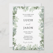 Moderne Sage Green Eucalyptus Botanische Huwelijk Kaart (Voorkant)