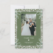 Moderne Sage Green Eucalyptus Glitter Huwelijk Bedankkaart (Voorkant)