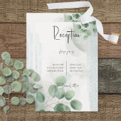 Moderne Sage Green Eucalyptus & Gold Reception Informatiekaartje