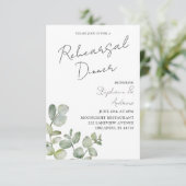 Moderne Sage Green Eucalyptus Rehearings Dinner in Kaart (Staand voorkant)