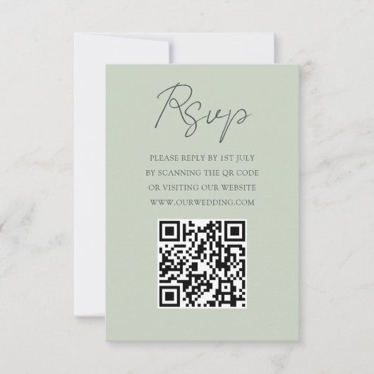 Moderne Sage Green Eucalyptus Wedding RSVP (Voorkant)