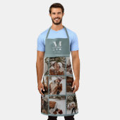 Moderne Sage Green Family Fotocollage | Monogram Schort (Gedragen)