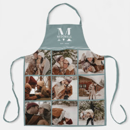 Moderne Sage Green Family Fotocollage | Monogram Schort