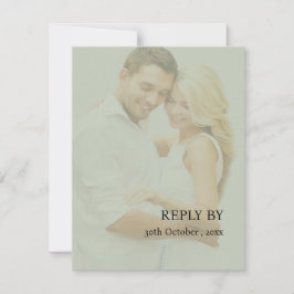 Moderne Sage Green Faux Vellum Fotobruiloft RSVP Kaartje