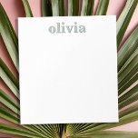 Moderne Sage Green gepersonaliseerde naam Notitieblok<br><div class="desc">Creëer uw eigen gepersonaliseerde notitieblok met aangepaste initiaal naam in salie groene kleur en moderne minimalistische typografie.</div>
