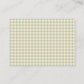 Moderne Sage Green Gingham Baby shower behuizing Informatiekaartje (Achterkant)