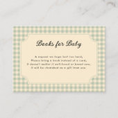 Moderne Sage Green Gingham Baby shower behuizing Informatiekaartje (Voorkant)