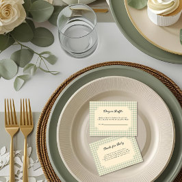 Moderne Sage Green Gingham Baby shower behuizing Informatiekaartje