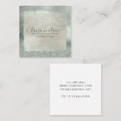 Moderne Sage Green Glitter Script Handtekening Vierkante Visitekaartje (Voorkant / Achterkant)