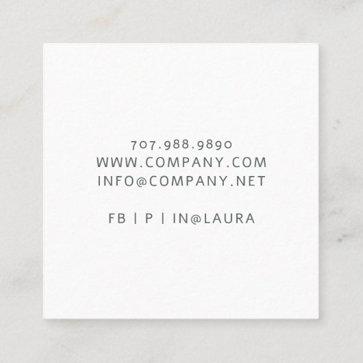 Moderne Sage Green Glitter Script Handtekening Vierkante Visitekaartje (Achterkant)