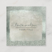 Moderne Sage Green Glitter Script Handtekening Vierkante Visitekaartje (Voorkant)