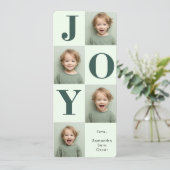 Moderne Sage Green JOY Verticale Foto Kerstmis (Staand voorkant)