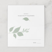 Moderne Sage Green Leaves Wedding Place Card Plaatskaartje (Buitenkant ongevouwen)