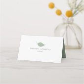 Moderne Sage Green Leaves Wedding Place Card Plaatskaartje (Achterkant)