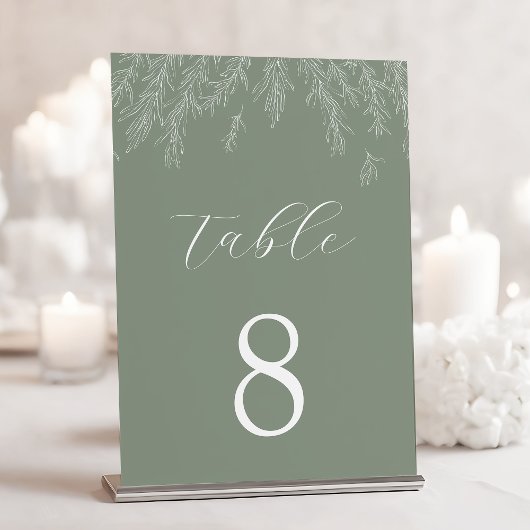 Moderne Sage Green Minimal Leaves Wedding Kaart
