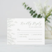 Moderne Sage Green Minimal Leaves Wedding RSVP Kaartje (Staand voorkant)