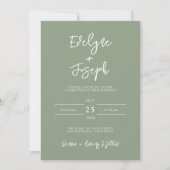 Moderne Sage Green Minimalistische QR Code Wedding Kaart (Voorkant)
