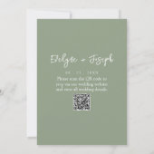 Moderne Sage Green Minimalistische QR Code Wedding Kaart (Achterkant)