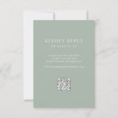 Moderne Sage Green Minimalistische QR Code Wedding RSVP Kaartje (Voorkant)