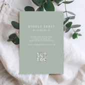 Moderne Sage Green Minimalistische QR Code Wedding RSVP Kaartje
