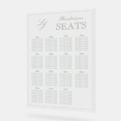 Moderne Sage Green Monogram Script Trouwstoel Acryl Bord (Hoek)