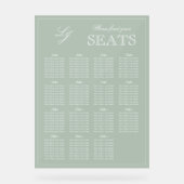 Moderne Sage Green Monogram Script Trouwstoel Acryl Bord (Voorkant)