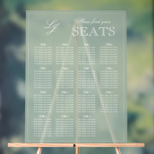 Moderne Sage Green Monogram Script Trouwstoel Acryl Bord