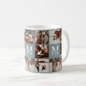 Moderne Sage Green Multi Photo Collage Keepsake Koffiemok (Voorkant rechts)