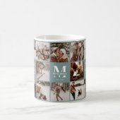 Moderne Sage Green Multi Photo Collage Keepsake Koffiemok (Center)