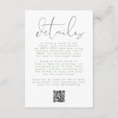 Moderne Sage Green Neutral Text Wedding QR CODE Informatiekaartje (Voorkant)