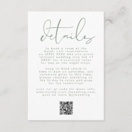 Moderne Sage Green Neutral Text Wedding QR CODE Informatiekaartje