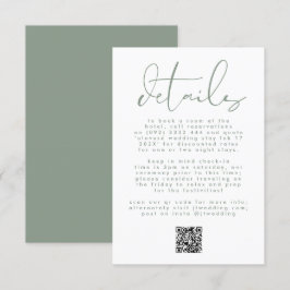 Moderne Sage Green Neutral Text Wedding QR CODE Informatiekaartje