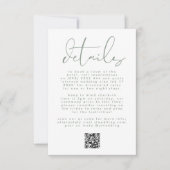 Moderne Sage Green Neutral Text Wedding QR CODE RSVP Kaartje (Voorkant)