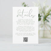 Moderne Sage Green Neutral Text Wedding QR CODE RSVP Kaartje (Staand voorkant)