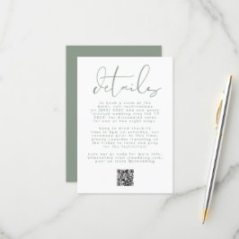 Moderne Sage Green Neutral Text Wedding QR CODE RSVP Kaartje