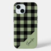 Moderne Sage Green Plaid Controleer Patroonnaam Case-Mate iPhone Case (Achterkant)