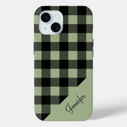 Moderne Sage Green Plaid Controleer Patroonnaam Case-Mate iPhone Case (Achterkant)