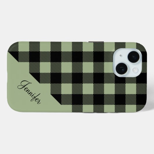 Moderne Sage Green Plaid Controleer Patroonnaam Case-Mate iPhone Case (Achterkant (horizontaal))