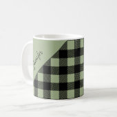 Moderne Sage Green Plaid Controleer Patroonnaam Koffiemok (Voorkant links)