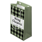 Moderne Sage Green Plaid Kerstmis Klein Cadeauzakje (Voorkant Gekanteld)