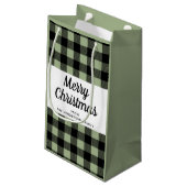 Moderne Sage Green Plaid Kerstmis Klein Cadeauzakje (Achterkant Gekanteld)