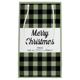 Moderne Sage Green Plaid Kerstmis Klein Cadeauzakje