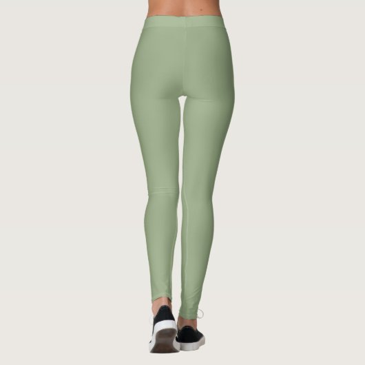 Moderne Sage Green Plain Effen Kleur Leggings (Achterkant)