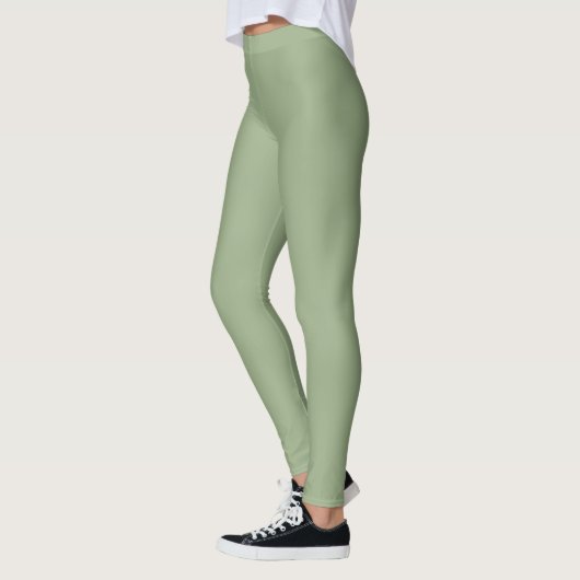 Moderne Sage Green Plain Effen Kleur Leggings (Links)